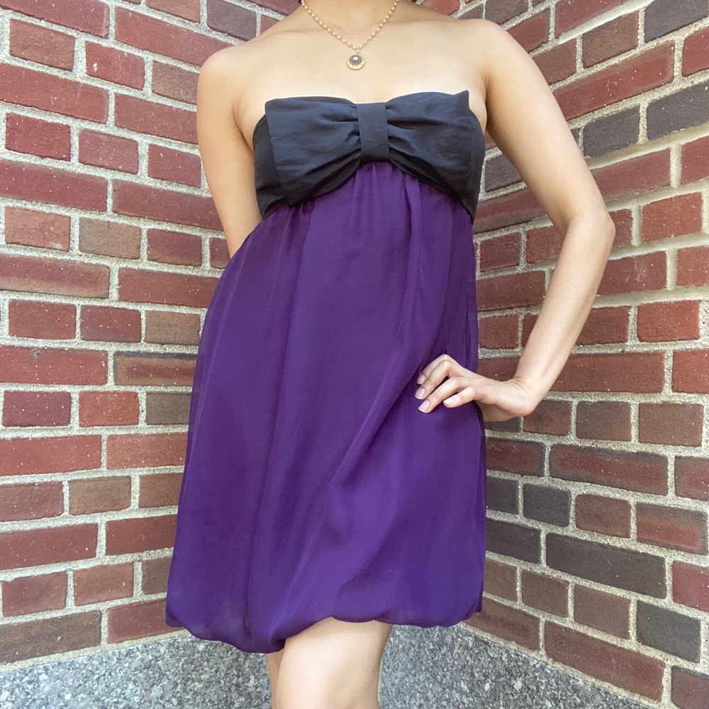 Xhilaration sexy black & purple strapless dress